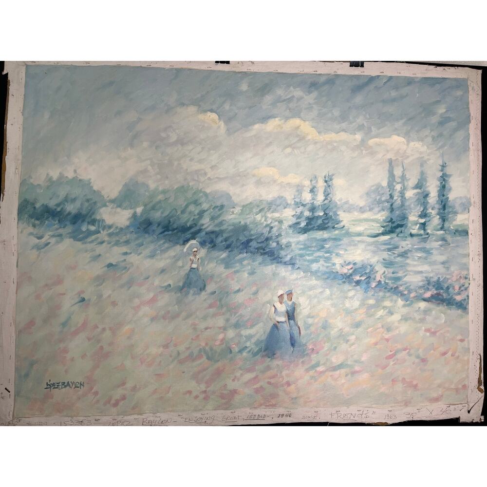 “Enjoying Great Friends” Original Signed Canvas Painting Lisandro Lopez Baylon